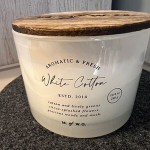 Makers of Wax Goods White Cotton Scented Candle with Wooden Lid